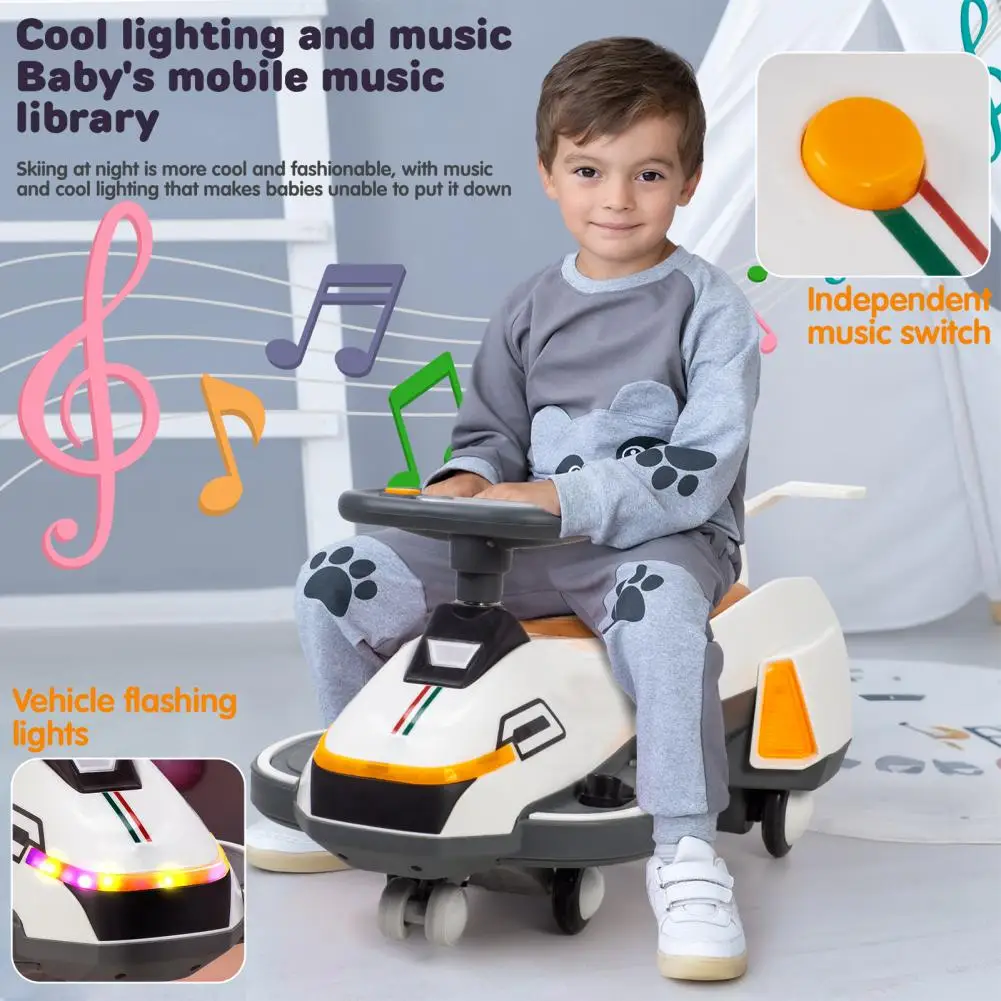 Voiture électrique Wiggle pour enfants de 1 à 6 ans, avec musique légère et casque, jouet balançoire 2 en 1, roue d'absorption des chocs clignotante, jouet pour enfants