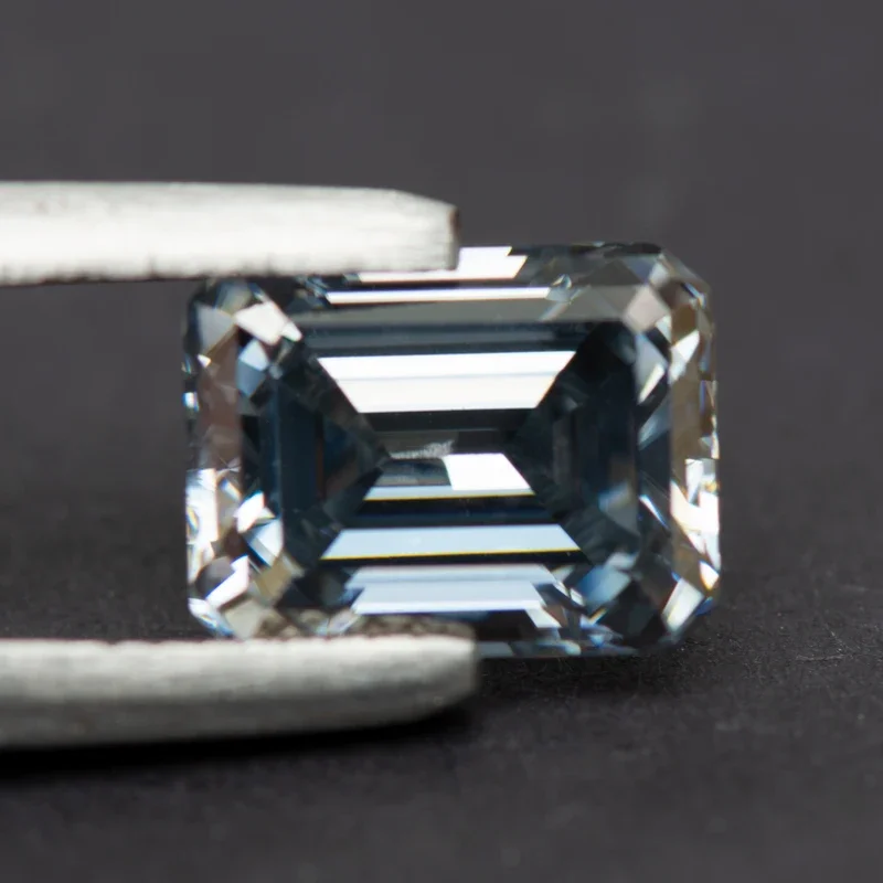 Moissanite corte esmeralda cor cinza pedra preciosa laboratório cultivado diamante para encantos jóias fazendo materiais com certificado gra