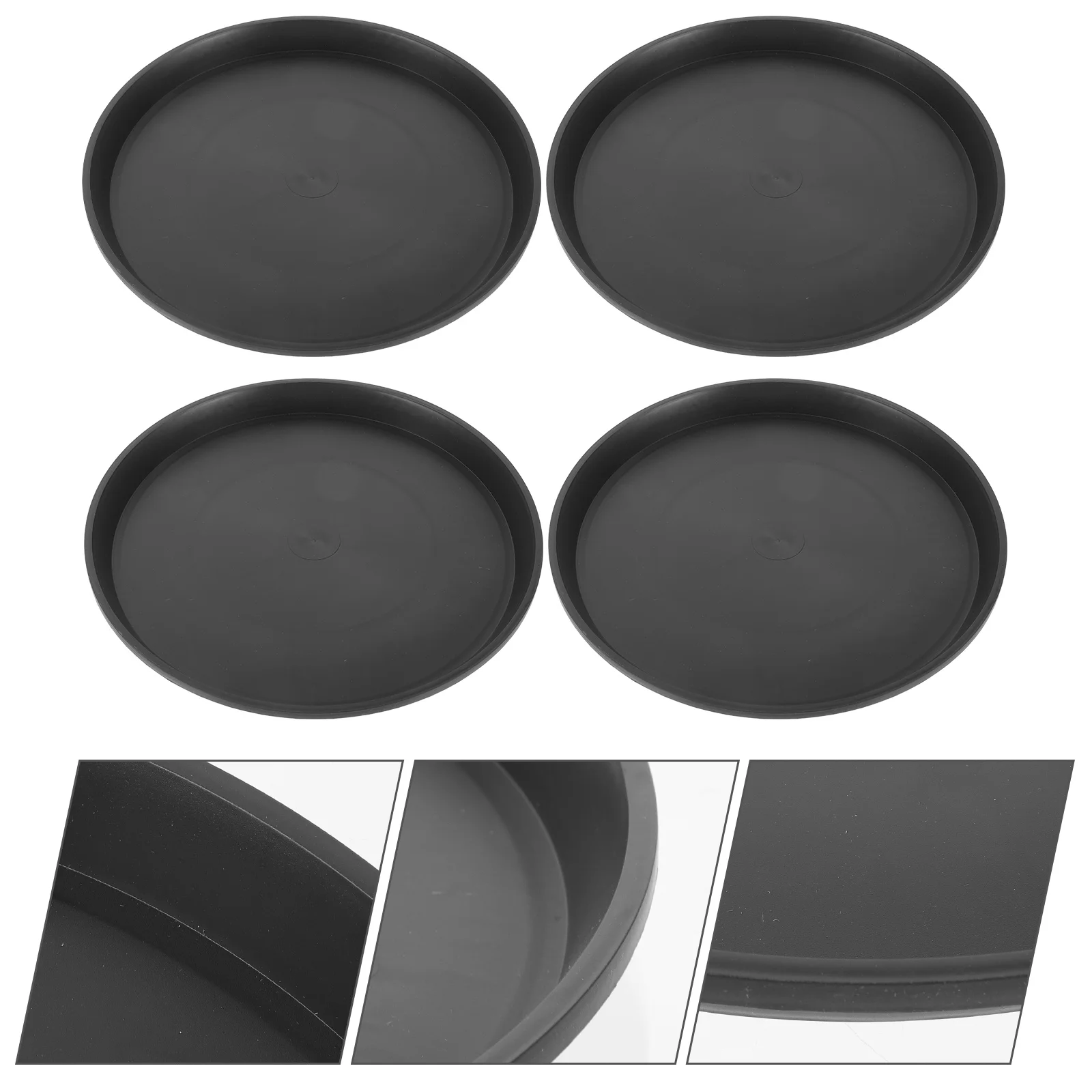 

4 Pcs Plant Water Tray Drip Trays Household Saucer Round Shaped for Pots Black Plate Flowerpot Saucers Indoors