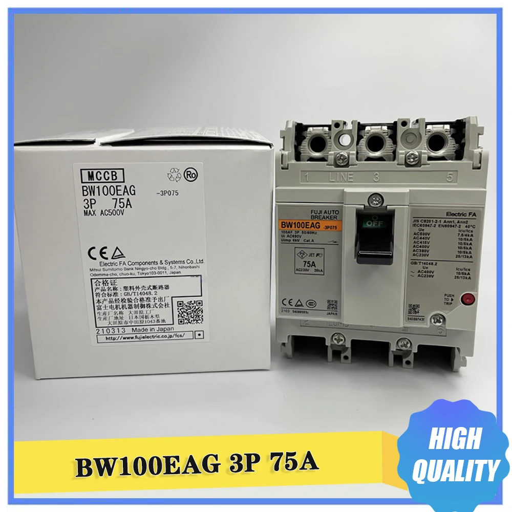 para Fuji Interruptor de ar do Disjuntor Automático Alta Qualidade Navio Rápido Bw100eag 3p 75a