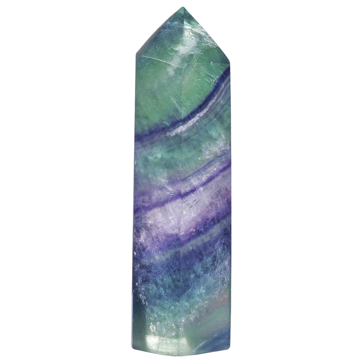 2pcs Natural Fluorite Crystal Hexagonal Points Wand Decoration ,Self Standing Gemstone Prism For Luck Reiki Chakra Meditation