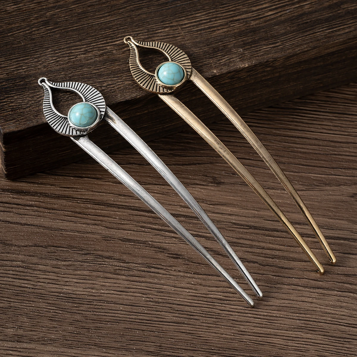 Egypt Turquoise U Shape Hair Fork Hairpin for Women Metal Hair Sticks Shell Enamel Hair Stick Headwear Hair  Accessories Jewelry