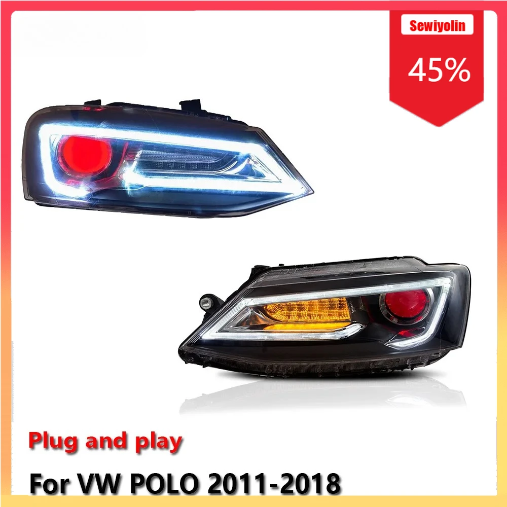 

Car LED Headlight Automobile Parts For Volkswagen POLO 2011-2018 Fog DRL Brake Turn Signal Lamp Plug and Play