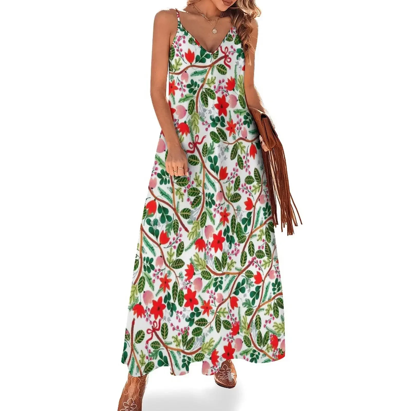 

Christmas Floral Pattern Sleeveless Dress elegant party dress for women 2025 Evening dresses women's summer clothing 2025 Dress