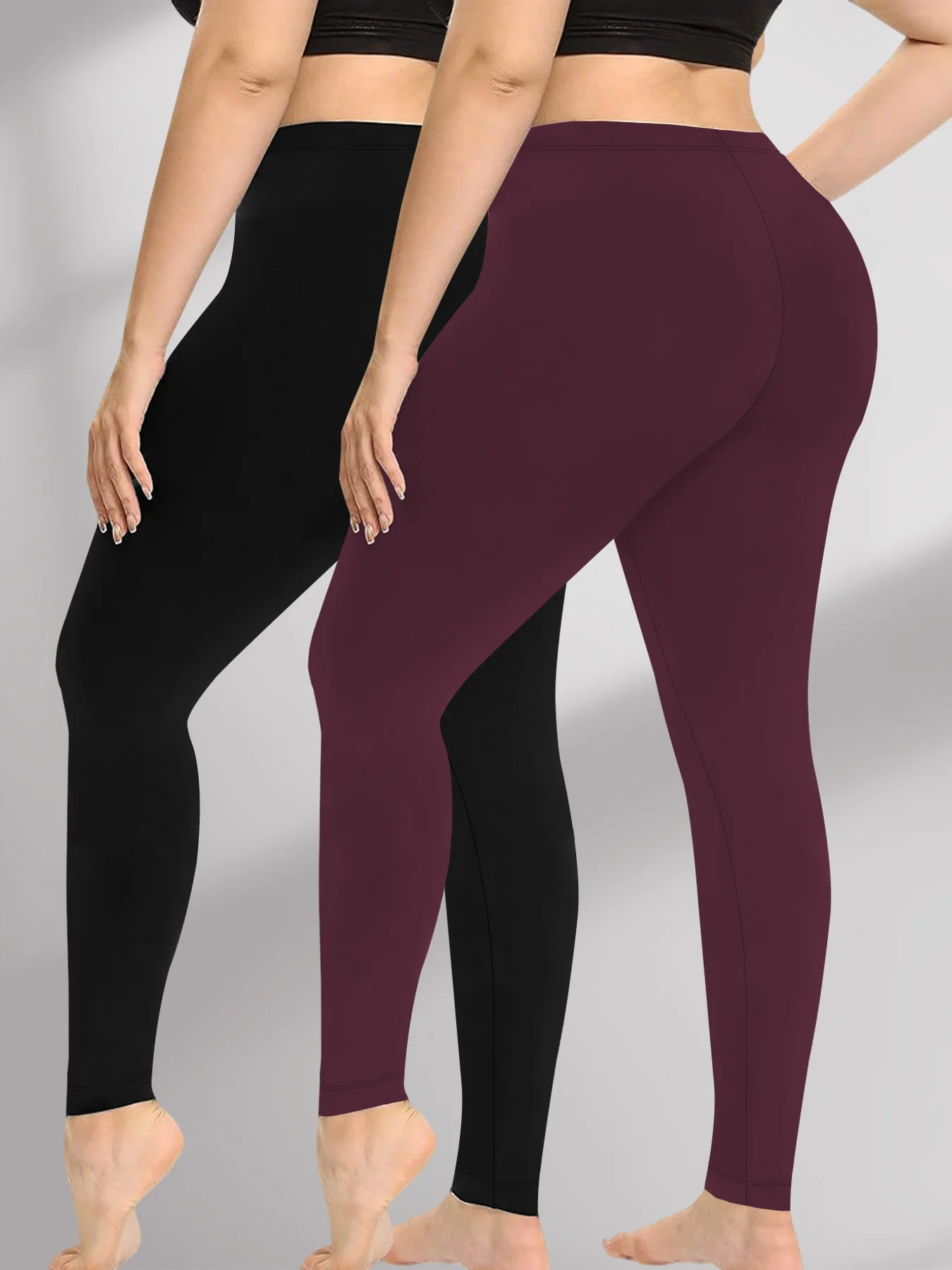 

Комплект из 2 штук: супермягкие леггинсы больших размеров для женщин — высокоэластичные тайтсы для йоги, бега, тренировок и повседневной носки