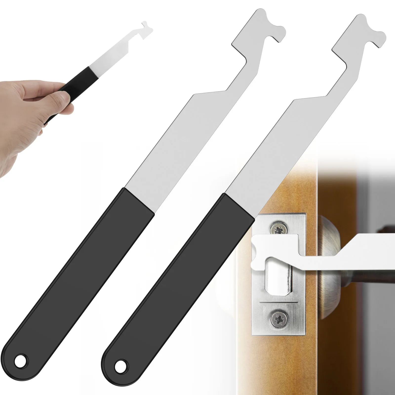 2Pc Stainless Steel Firefighter Hand Tool Multi-tool Nail Puller Bottle Opener Portable Pry Bar Leverage Tool with Rubber Handle
