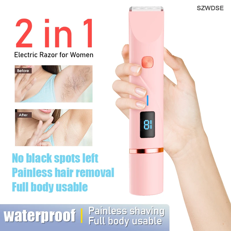 آلة إزالة شعر العانة ماكينة حلاقة للنساء IPX7 مقاوم للماء بيكيني الإبط الشعر المتقلب باديكير الجسم مقشر شفرات الحلاقة الكهربائية #1