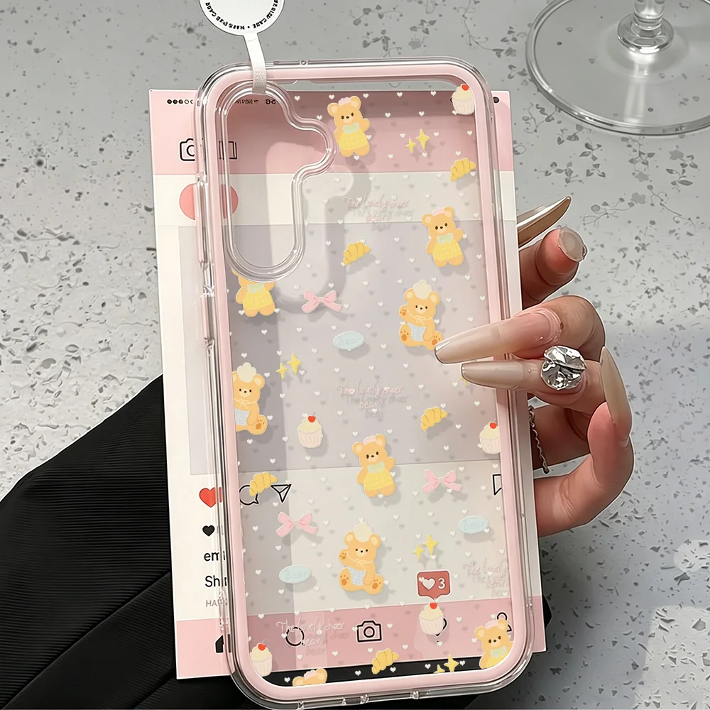 Cute Teddy Bear Phone Case For iPhone 17 Pro Max 16 15 14 13 12 11 Pro Max 8 7 Plus XR XS 17 Air Transparent 2in1 Soft TPU Cover view 5
