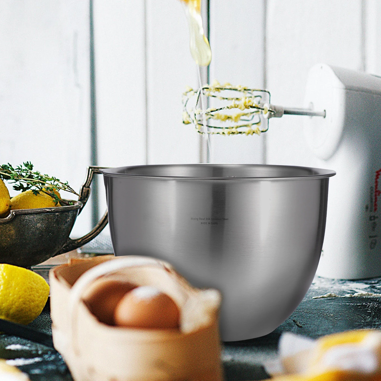

Stainless Steel Bowl Egg Beating Pan Kitchen Gadgets Baking Dish Silver Color Stainless Steel Bowl Storage Solution