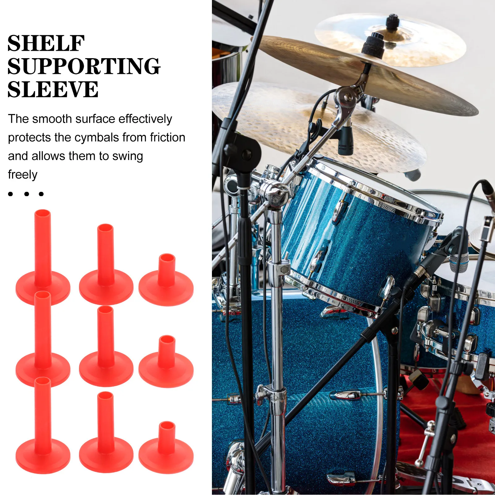 

12Pcs Cymbal Sleeves for Drum Kits Plastic Cymbal Sleeve Replacement Flanged Base Percussion Drum Supplies Strong Non Deformable
