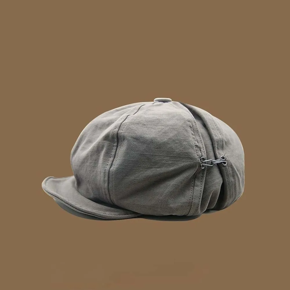 Asymmetric Cloud Beret Cap Street Style Big Head Circumference Retro Octagonal Hat Solid Color Japanese Style Women Artist Hat