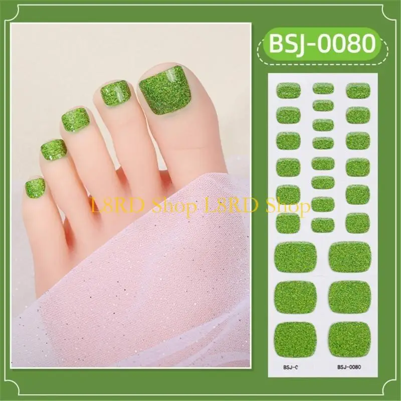 L8RD Solid Color Toenail Polish Strips Toenail Stickers Full Wraps Semi Cured Gel Toenail Strips DIY Toe Wraps