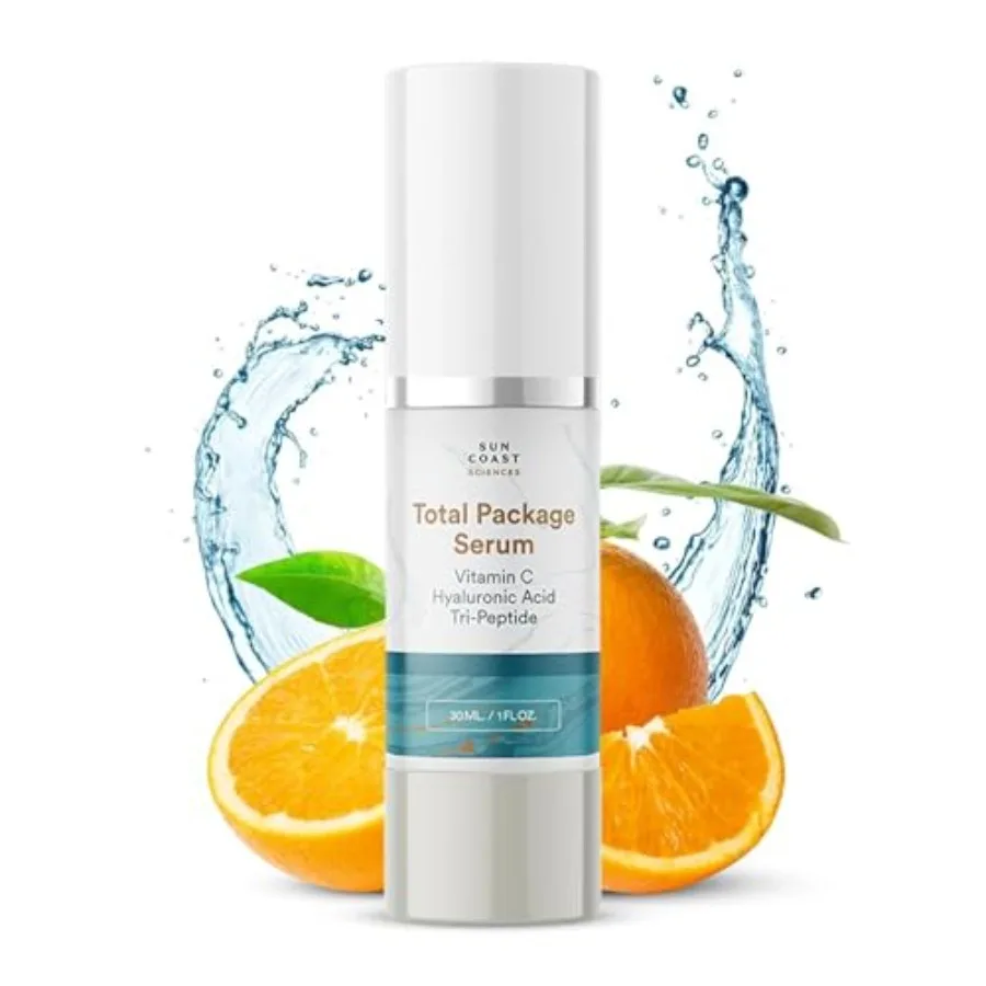 

Total Package Serum - Vitamin C Serum with Hyaluronic Acid and Peptides for Face - Hydrating Anti Aging Face Serum for Smoother