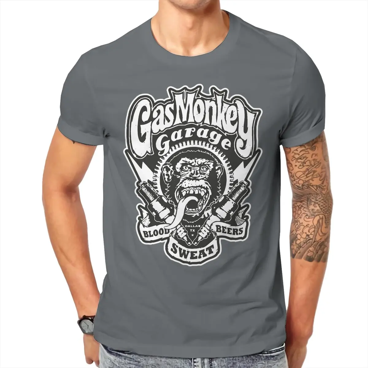 Hot selling in Summer Men\'s and Women\'s T-shirts funny animal Gas Monkeys Garage 1 Summer top Street Clothing S-6XL