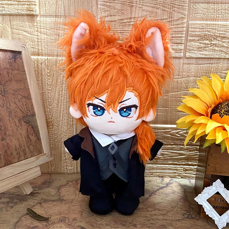 Ausgestopfte Anime Bungou streunende Hunde Baumwoll puppe Dress-up Nakahara Chuya Dazai Osamu Plüsch puppe 20cm original Sammler Spielzeug Geschenk