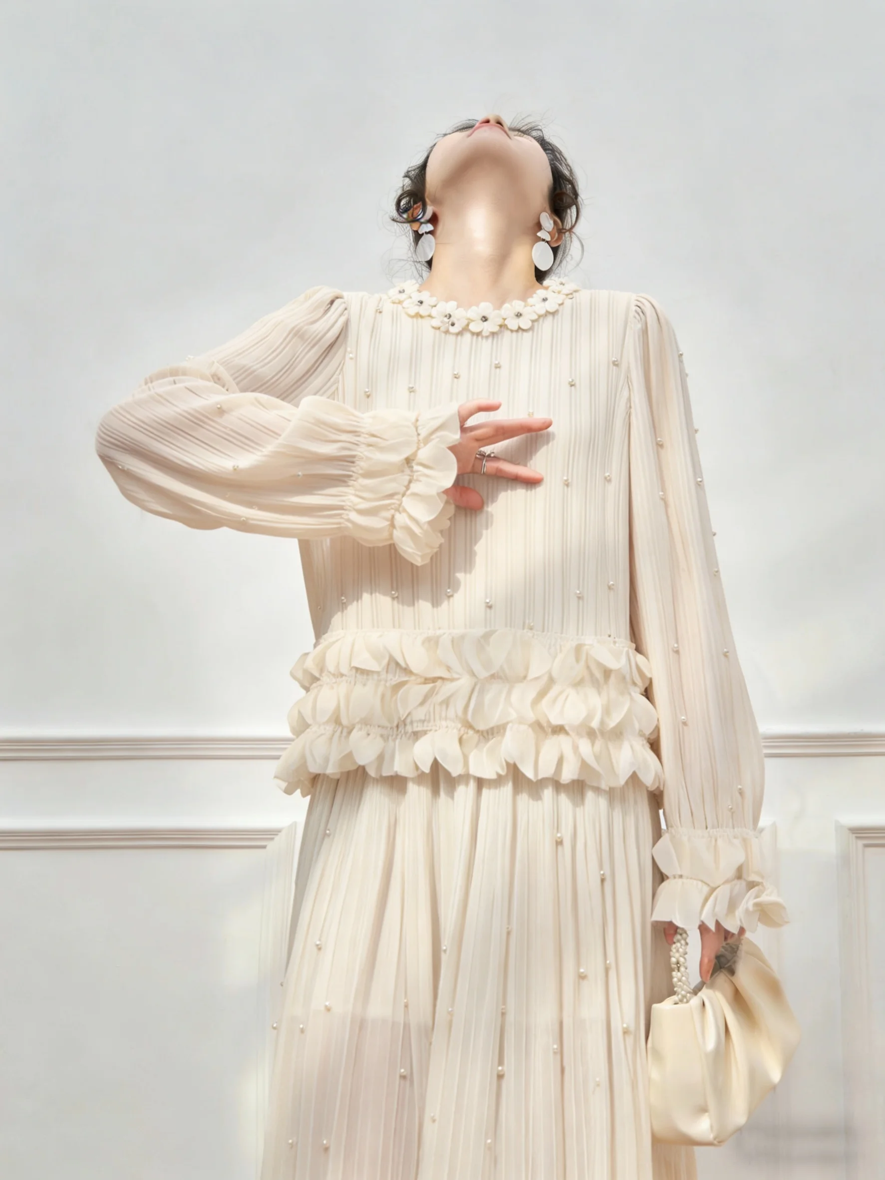 

Milk White Crew Ne Overhead Top High Waist Skirt Two Piece Set Women's Faion Spring New Light Comfortable Casual Outfit