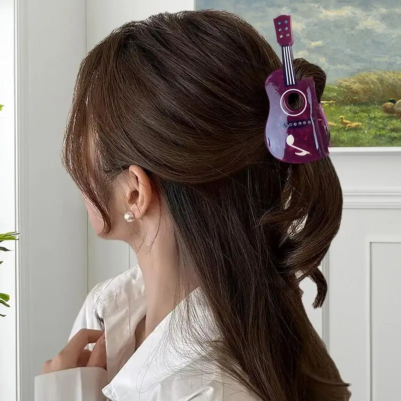 Guitar Hair Clip Music Festival Guitar Hair Jaw Clips Strong Hold Fashionable Barrettes Buns Pigtails Ponytail Hair Clips