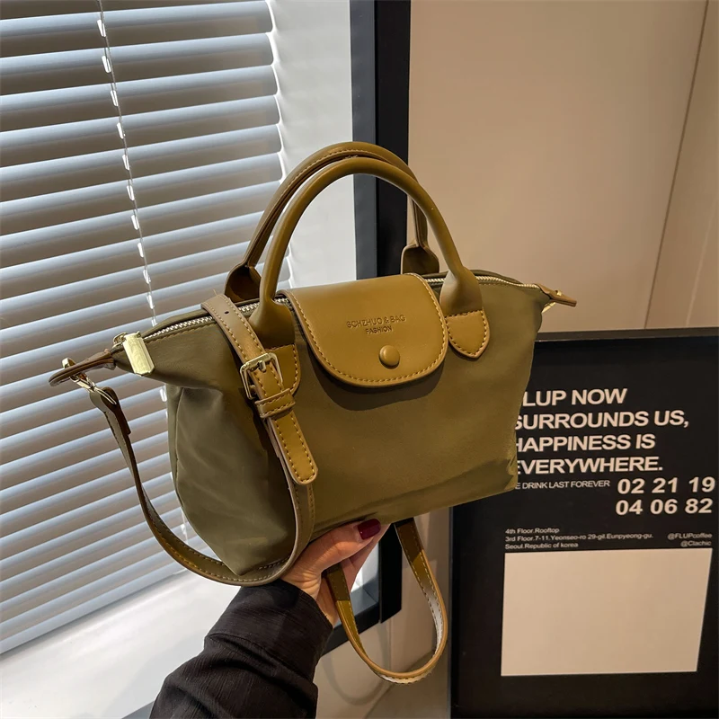 Bolso de hombro tipo shopper pequeño a la moda para mujer, bolsos de nailon para mujer, bolso cruzado con correa para el hombro extraíble, bolsillo para estudiante