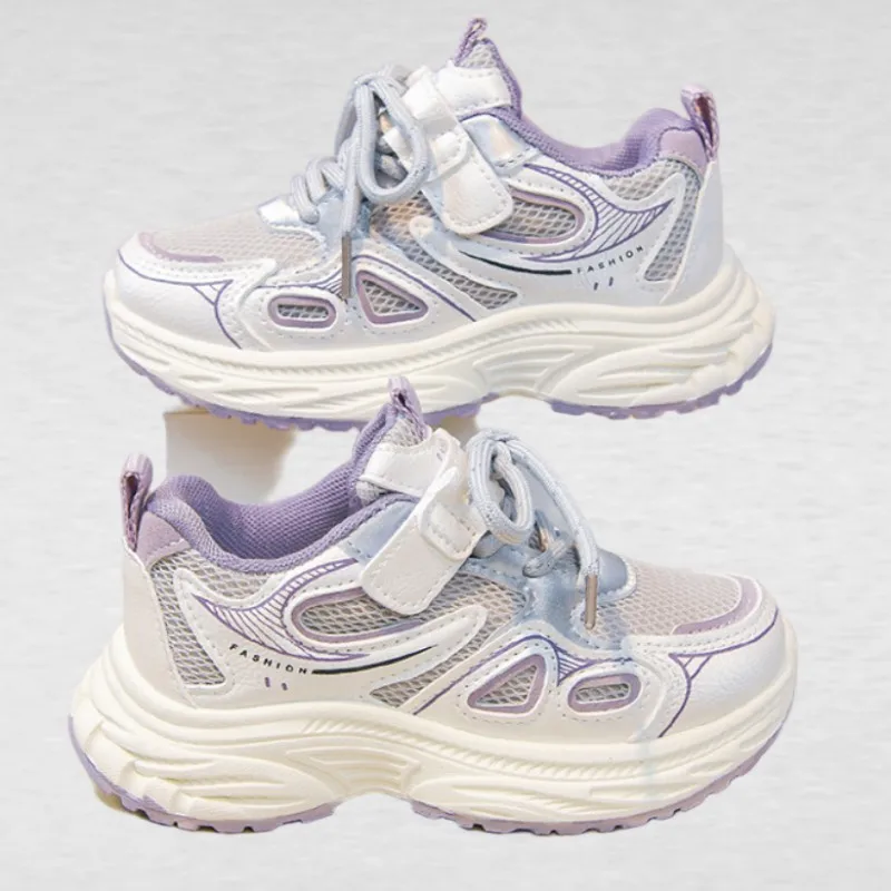 Spring Autumn New Edition Boys' Letter Dad Sports Shoes Girls' Baby Fashion Contrast Thick Bottom Casual Running Shoes 26-37
