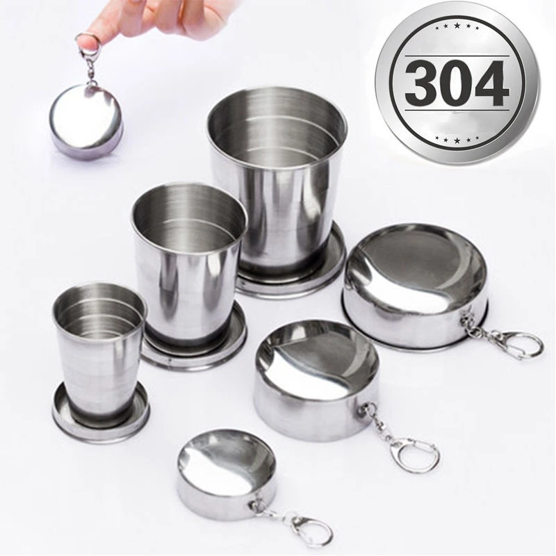 

Stainless Steel Folding Cup Portable Outdoor Travel Camping Telescopic Cup Foldable Drinkware 75ml/150ml/250ml Cocktail Tool
