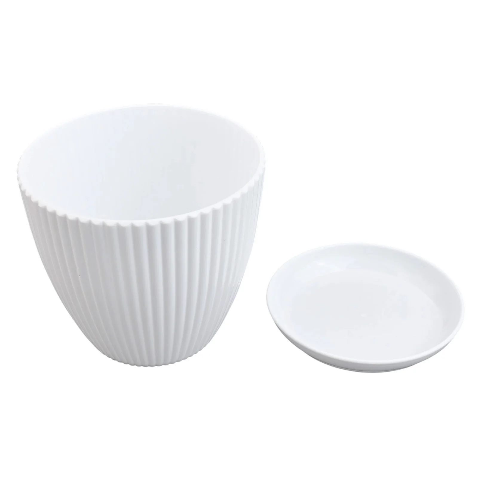 For Courtyards Garden Home Flower Pots Plant Planters 4 Colors Delivery Tray Plastic Round Vertical Striped Green Plant Pot