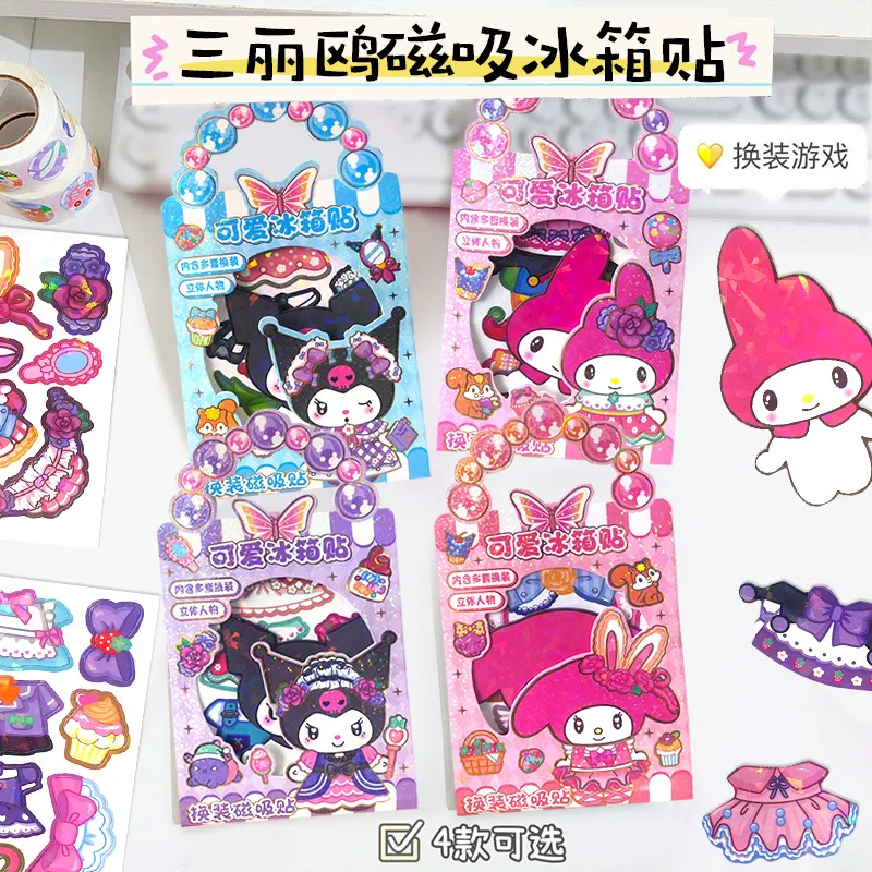 Sanrio Kuromi Magnetic Refrigerator Sticker My Melody Anime Cartoon Change Clothes Refrigerator Sticker Home Decoration Gifts