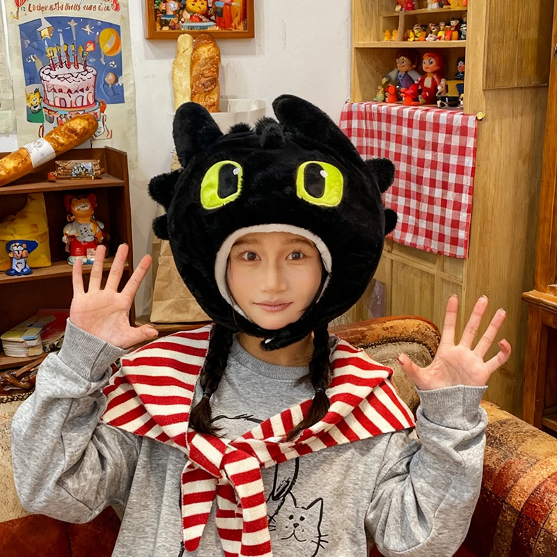 

Беззубая плюшевая шапка для девочек, теплая милая, как приручить дракона, креативная мультяшная производственная теплая шапка, игрушка в подарок для девочек