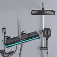 Temperature Digital Display Shower Set Shower Faucet System Set Hot Cold With Ambient Light Bathroom Faucet Shower Head