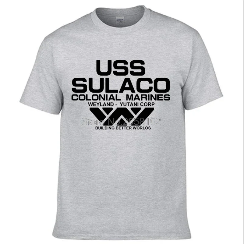 Fashion USCSS Nostromo T-Shirts Alien USS Sulaco Colonial Marines Aliens Off World Short Sleeve Tshirt Men O Neck Tee Shirt