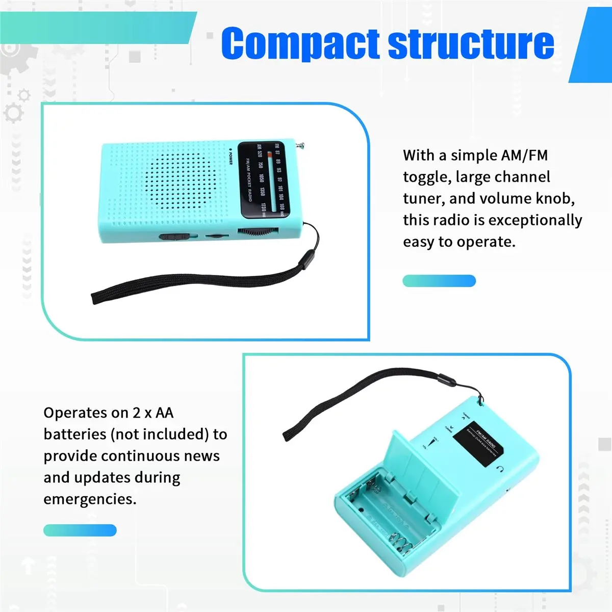 DT81 Portable AM/FM Radio with Long Range Reception and Loud Speaker, Ideal for Seniors