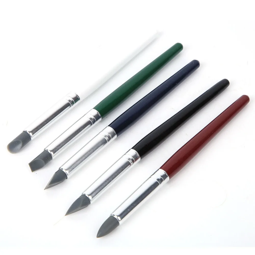 5Pcs Silicone Soft Tip Clay Shaping Tools Flexible Tip 5 Pieces Set Silicone Tip Clay Pens Smooth Surface Light Weight
