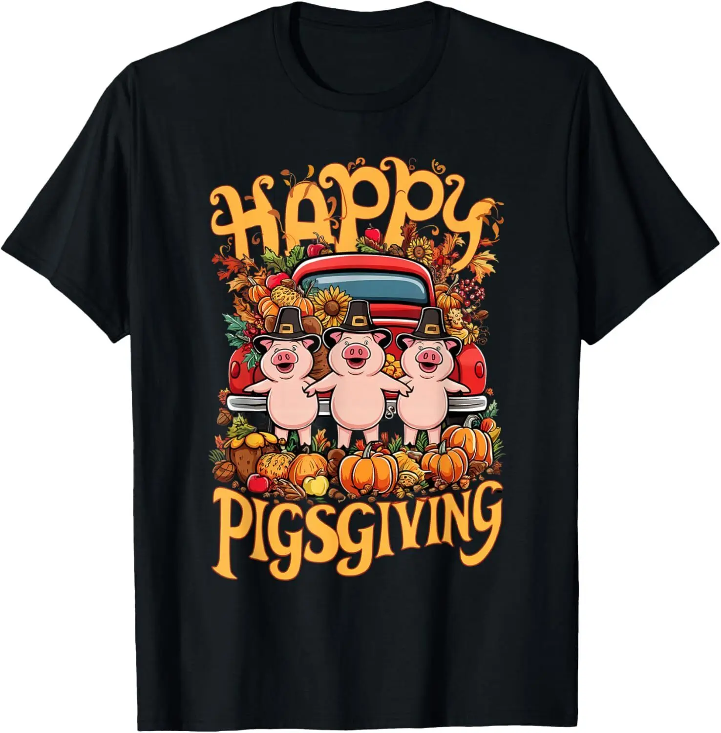 Happy Pigsgiving Pigs Pumpkins Fall Thanksgiving T-Shirt Hoodie