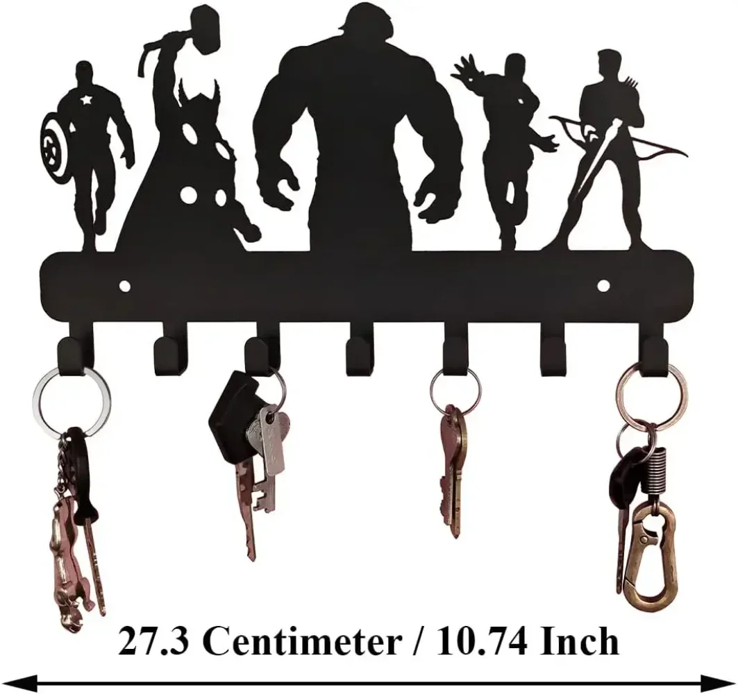 7-Hook Wall-Mounted Metal Key Holder & Organizer: Stylish Towel Hooks for Kitchen & Home, Ultimate Convenience