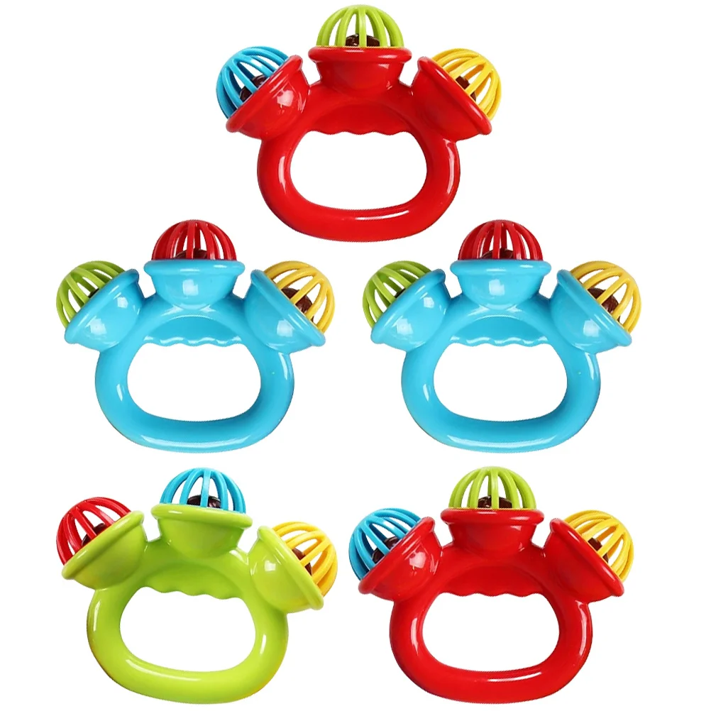 

5pcs Silicone Teething Chew Sensory Shaking For Newborns Infant Hand Rattles Ring Rattle Soothing Play Early