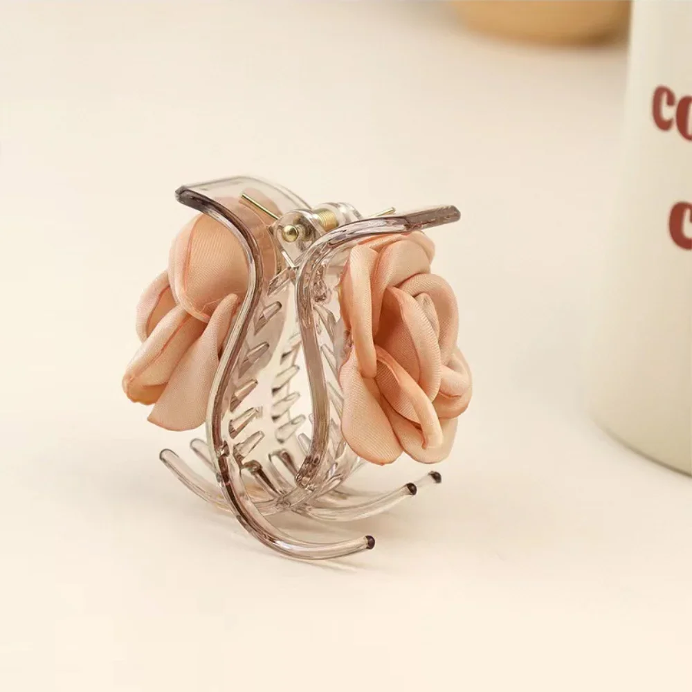 Popular Cappuccino Rose Grip Clip Small Style Niche Design Sense Back of The Head Dished Hair New Chinese Style Shark Clip