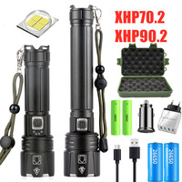 XHP90.2 Powerful 26650 LED Flashlight USB Rechargeable XHP70.2 Tactical Light 18650 Zoomable Waterproof Torch Light