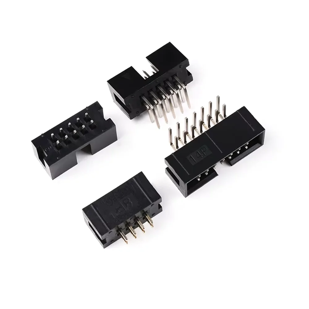 50PCS DC3 Header 6P/8P/10P/14P/16P/20P/30P/34P/40P 2.54mm Socket Male Double Row Straight Needle Curved Needle PCB Connector