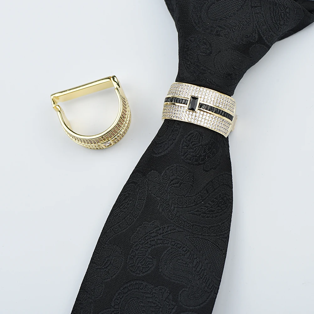 Iceyy 8 cores moda masculina anel de gravata em forma de d fivela clipes de gravata camisa sênior pino de gravata braçadeira fixa negócios festa de casamento jóias