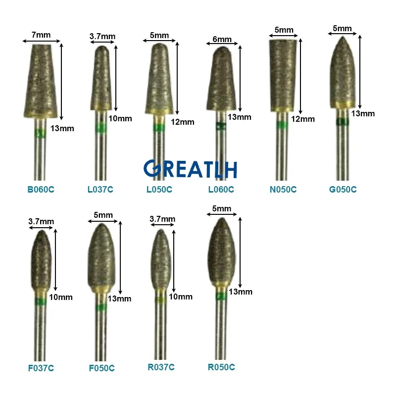 GREATLH Lab Gigi Berlian Burs Sinter Sepenuhnya Instrumen Lab Gigi Bor HP