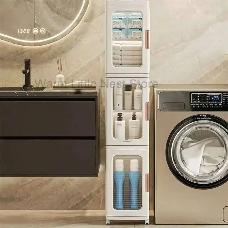 

Cabinet Ultra-narrow Bathroom Floor Folding Storage Cabinet Home Multi-layer Toilet Shelves Large-capacity Bathroom Furniture