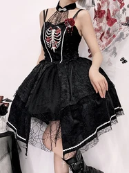 Lolita Heart Painful Gothic Rib Rose Embroidered Irregular Dress by Alice Girl