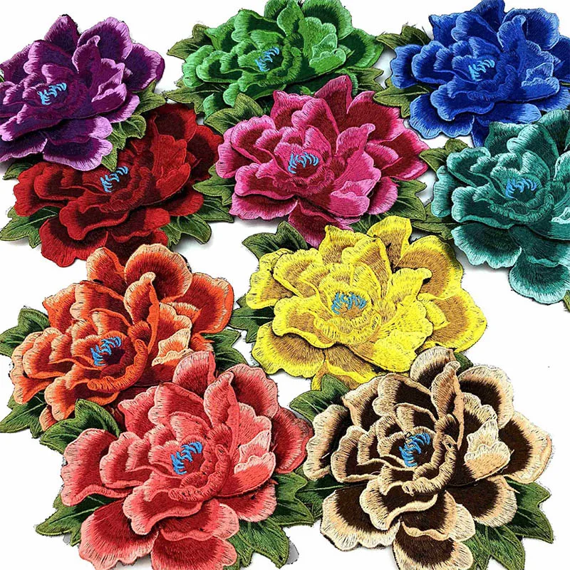 Flower Applique Embroidered Sew On Patches For Clothes Dress Fashion Sticker Diy Decoration Roses Repair Scrapbooking