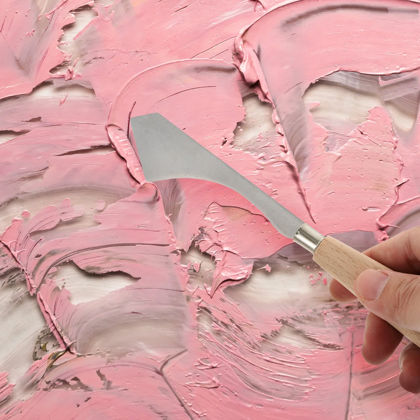 5 قطعة مجموعة ملاعق الرسم الزيتي مقبض خشبي مكشطة خلط الألوان لدهانات الأكريليك لوازم فنية أدوات الرسم