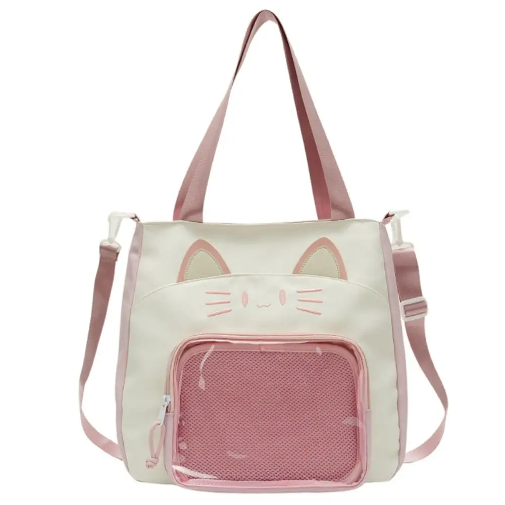 

Zipper Bag Kawaii Cat Itabag Nylon Cotton Bag Transparent Pocket Small Item Bag Idol Merchandise Storage Fashion Backpacks