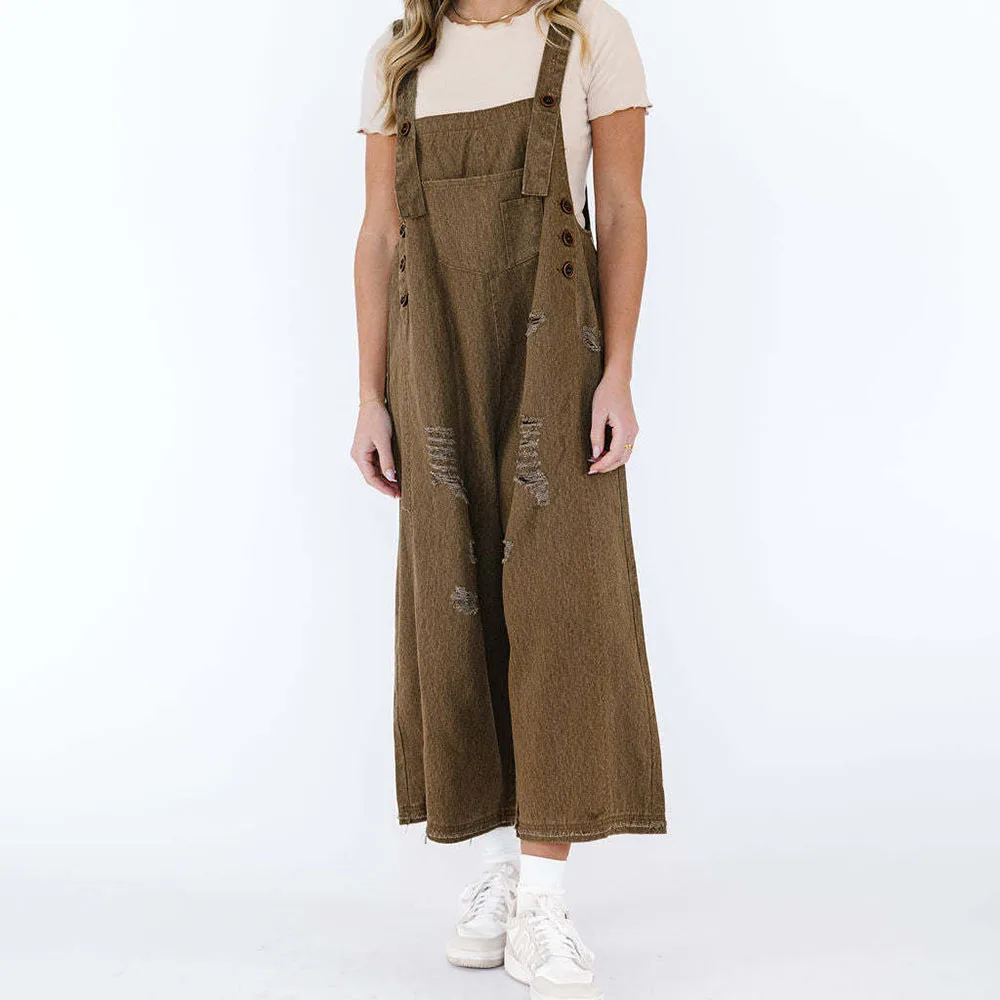 2026 Woman' Cowboy Overalls Casual Denim Pants Retro Style Spice Girls Trousers High Waist Pocket Pants Loose fit Denim Overalls view 4