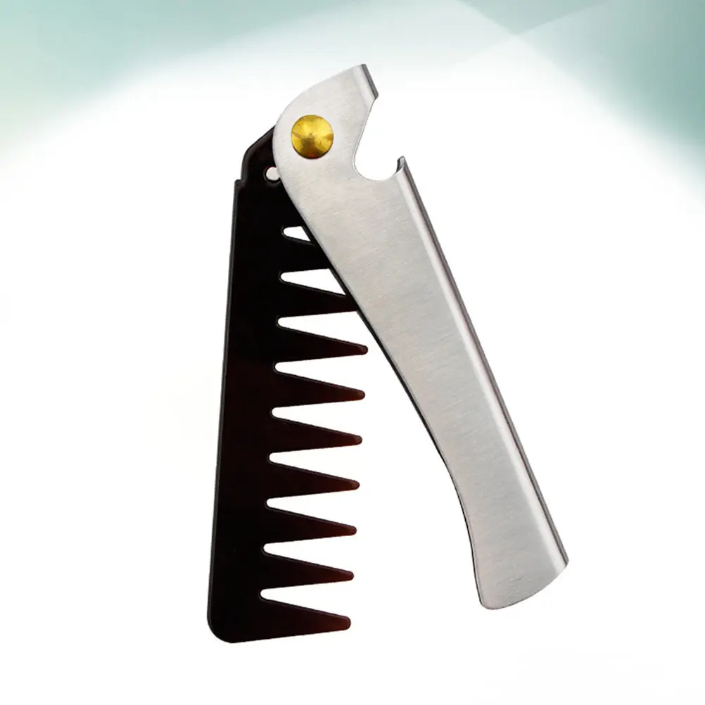 

1Pcs Small Foldable Hair Comb for Men Retro Stainless Steel Teeth Protection Scalp Massage Comb Lightweight
