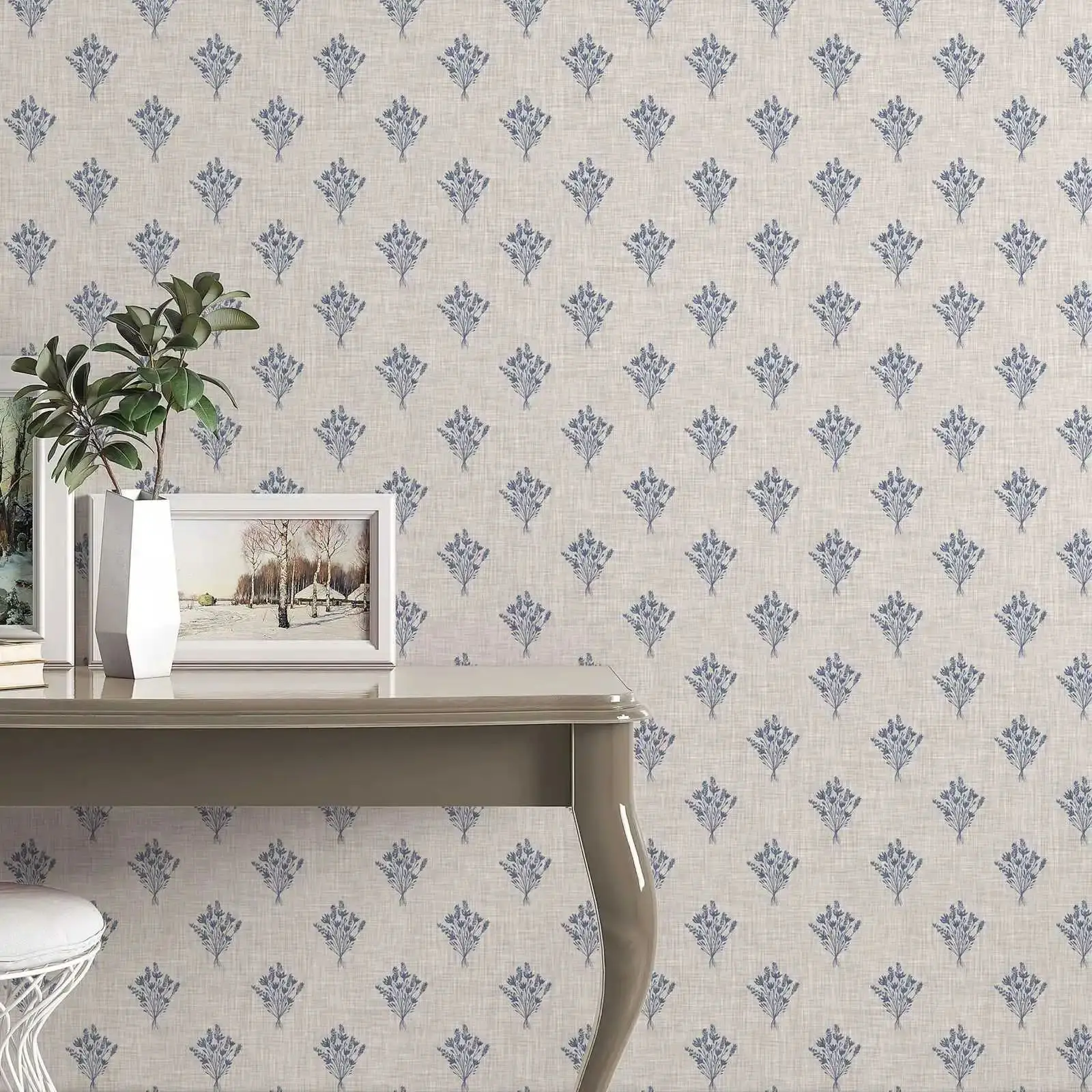 ورق جدران خلفية من الكتان للمزرعة قابل للتقشير واللصق، ورق حائط تقليدي مزهّر عصري لتزيين المنزل معلق على الحائط، 50*300 #2