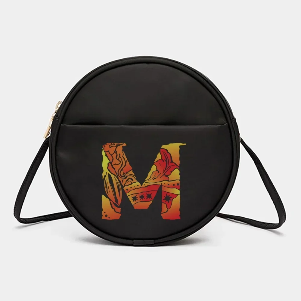 Womens' Round Messenger Crossbody Bag Coin Purse Cosmetic Organizer Handbags Fashion Single Shoulder Pack Engrave Image Series