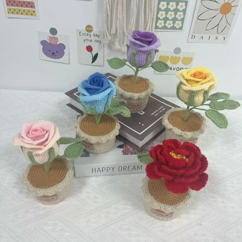 

Handmade flower hooks, woven yarn, flower cups, flower pots, home decorations, wedding ornaments, holiday gifts