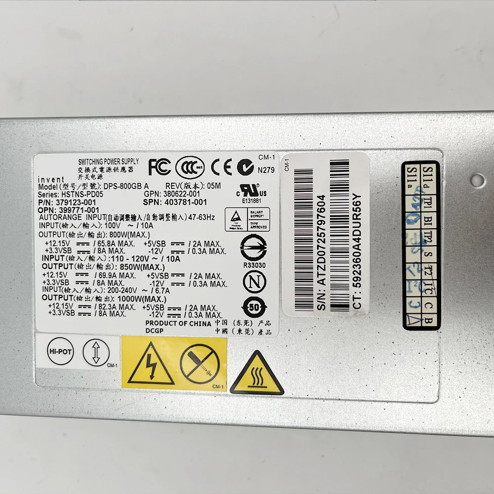서버 전원 공급 장치 HSTNS-PD05, HP DL380 G5 1000W DPS-800GB A용, 379123-001 380622-001 399771-001 403781-001